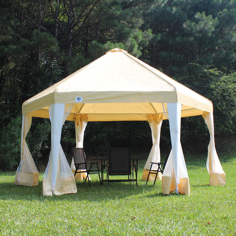 King Canopy 13 ft x13ft Hexagon Canopy with Tan White Cover